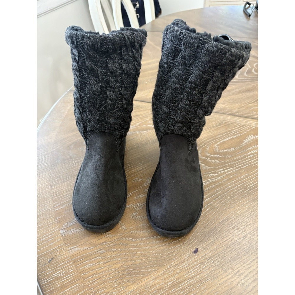 Muk Luks Womens Black Cable Knit Faux Fur Lined Winter Boots WMMK40RN013 Size 8